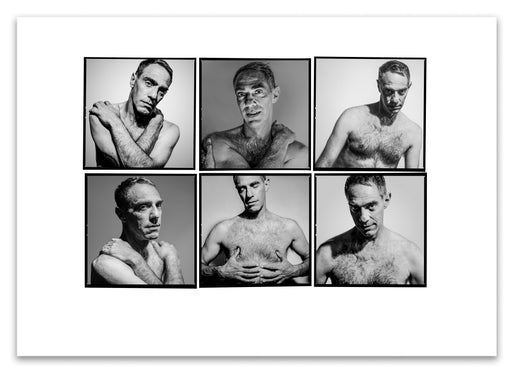 A2 Lightbox print of Derek Jarman by Gavin Evans. Six intimate B&W nude portraits from 1993. Open edition with white border, Lightbox Collection.