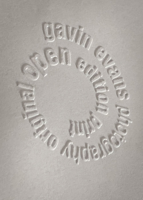 Emboss stamp for proof of authenticity of Gavin Evans photographs from ThePrintRoom, Berlin