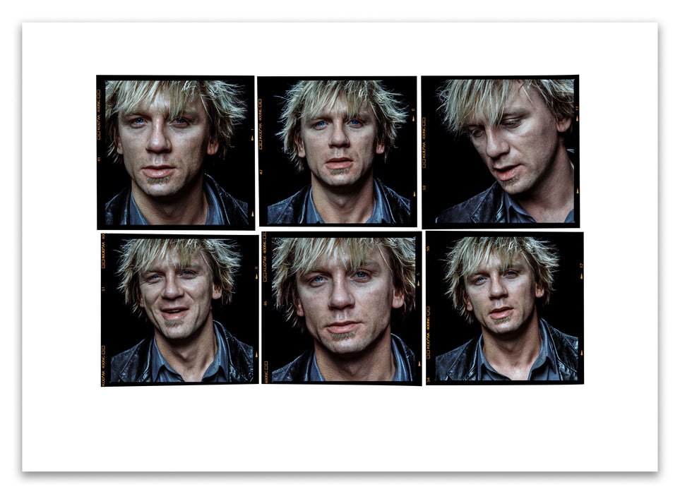 A2 Lightbox print of Daniel Craig by Gavin Evans. Six-frame colour portrait sequence from 1999. Open edition with white border, Lightbox Collection.