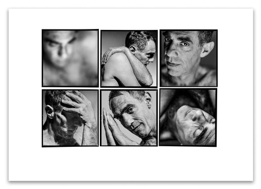 A2 Lightbox print of Derek Jarman by Gavin Evans. Six close-up B&W naked portraits from 1993. Open edition with white border, Lightbox Collection.