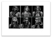A2 Lightbox print of Iggy Pop by Gavin Evans. Six B&W portraits from 1996 with fishnet top and dark tone. Open edition with white border, Lightbox Collection.