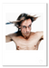 Colour close-up of Iggy Pop by Gavin Evans, 1996. Bare-chested with black feathers against white background. A3 giclée print with white border, Iggy Pop Collection.