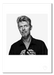 Black and white off-camera portrait of David Bowie by Gavin Evans, 1995. Graphic gaze, A3 giclée print with white border, Bowie Collection.