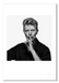 David Bowie black and white portrait by Gavin Evans, 1995. Direct gaze with shushing pose. A3 giclée print with white border, Bowie Collection.