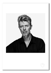 David Bowie #14, direct gaze, no gesture, black and white, The Session London 1995, by Gavin Evans — fine art photography print