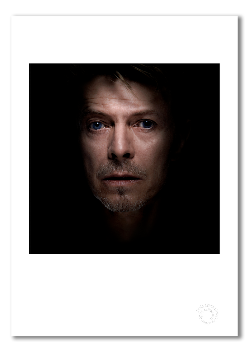 David Bowie #22, Bowie's favourite portrait, colour, black background, The Session London 1995, by Gavin Evans — fine art photography print