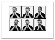 David Bowie Lightbox #3, all shouting, white background, black and white, The Session London 1995, by Gavin Evans — A2 fine art photography print