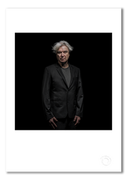 David Byrne, Talking Heads, colour portrait, black background, Berlin 2018, by Gavin Evans — fine art photography print
