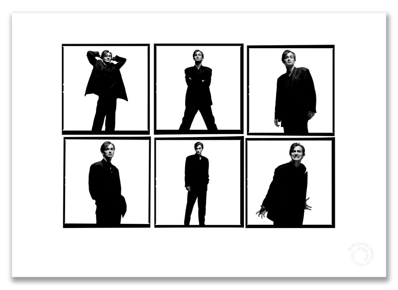 David Tennant Lightbox, six-frame black and white portraits, white background, London 1997, by Gavin Evans — A2 fine art photography print