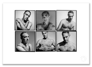 Derek Jarman Lightbox #1, six-frame nude mid-length portraits, black and white, last formal portraits, Edinburgh 1993, by Gavin Evans — A2 fine art photography print