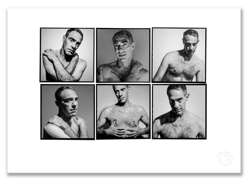 Derek Jarman Lightbox #1, six-frame nude mid-length portraits, black and white, last formal portraits, Edinburgh 1993, by Gavin Evans — A2 fine art photography print
