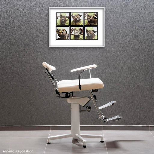 Framed A2 Lightbox of Method Man by Gavin Evans. Colour portraits in yellow jacket and sunglasses, 1997. Displayed in monochrome surgery, Lightbox Collection.