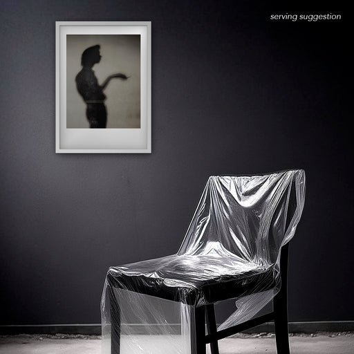 Framed colour silhouette portrait of Nick Cave by Gavin Evans. Shadow pose with cigarette. Displayed in monochrome room, Nick Cave Collection.