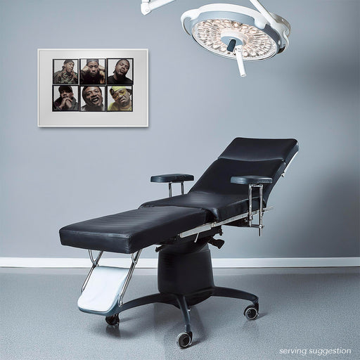 Framed A2 Lightbox of Wu-Tang Clan by Gavin Evans. Six 1997 colour portraits against neutral background. Displayed in operating theater, Lightbox Collection.