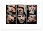 Gary Oldman Lightbox #2, six-frame colour extreme close-up portraits, black background, London 1998, by Gavin Evans — A2 fine art photography print