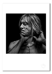 Iggy Pop #10, fishnet stockings as top, hand to neck, black and white, London 1996, by Gavin Evans — fine art photography print