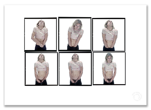 Iggy Pop Lightbox #6, Band-Aid top, colour, white background, London 1996, by Gavin Evans — A2 fine art photography print