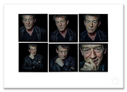 John Hurt Lightbox, six-frame colour extreme close-up portraits, black background, London 1997, by Gavin Evans — A2 fine art photography print