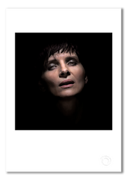 Juliette Binoche, colour portrait, black background, Paris 2015, by Gavin Evans — fine art photography print