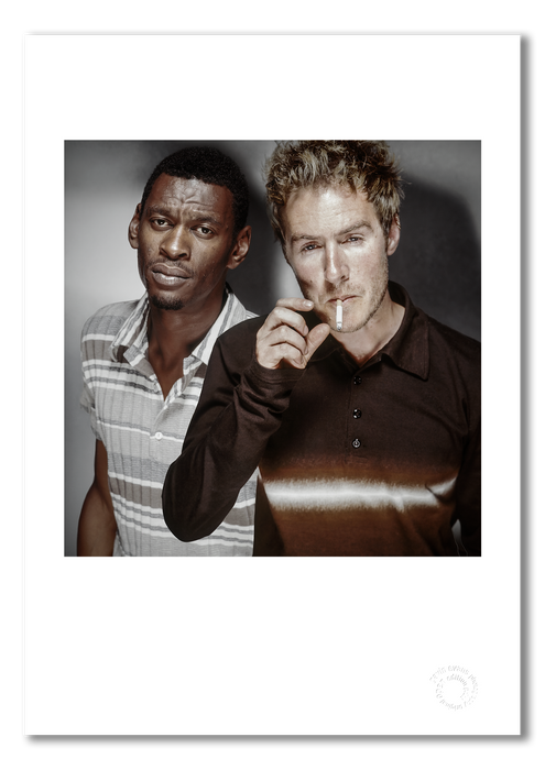 Colour portrait of Massive Attack’s 3D and Daddy G by Gavin Evans, 1997. A3 giclée print with white border, Icons Collection.