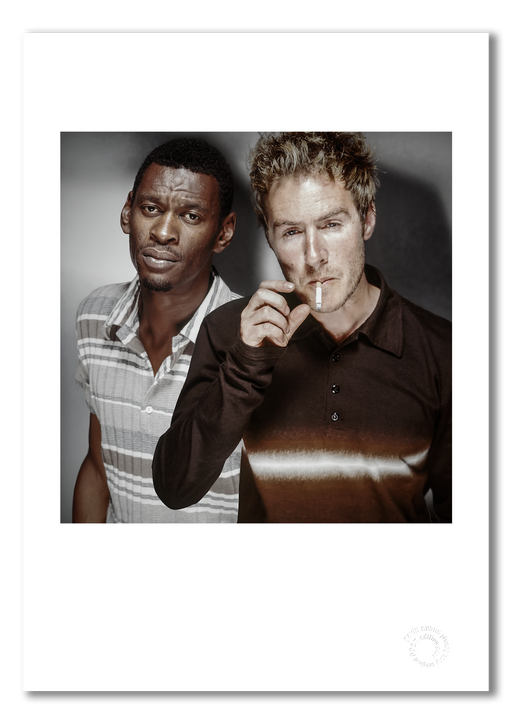 Colour portrait of Massive Attack’s 3D and Daddy G by Gavin Evans, 1997. A3 giclée print with white border, Icons Collection.