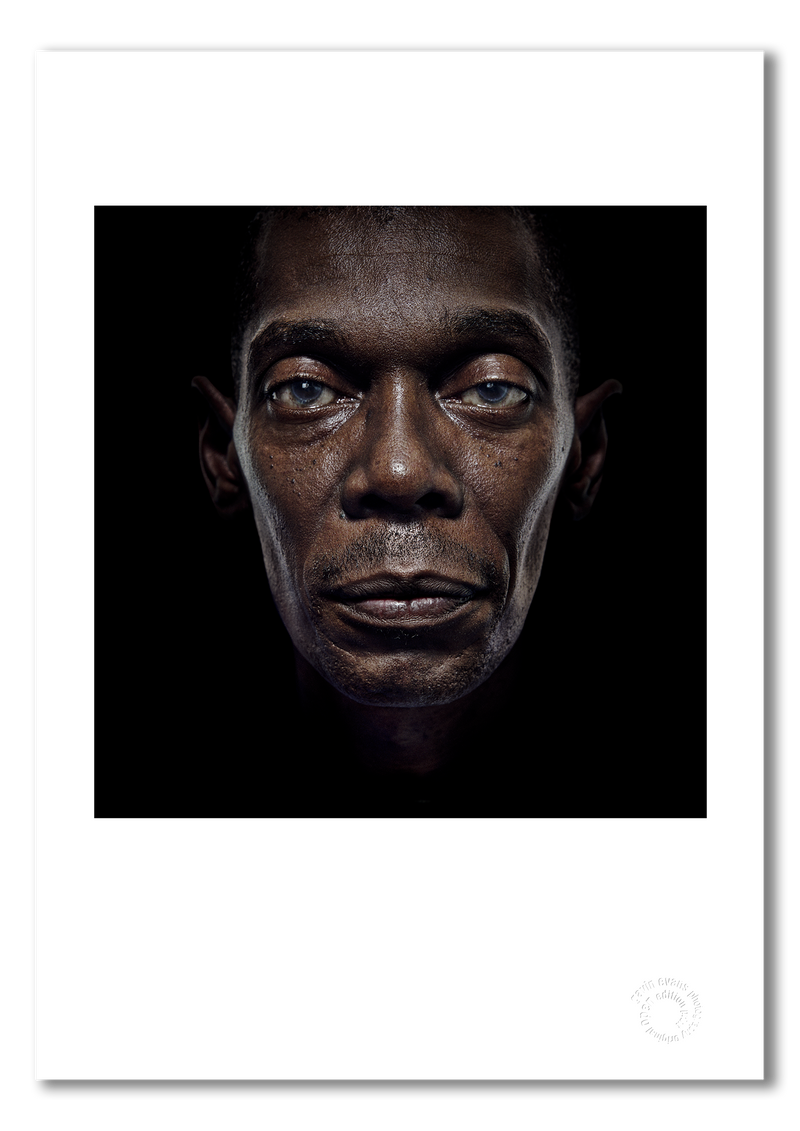 Maxi Jazz, Faithless, colour close-up, black background, Lucerne 2005, by Gavin Evans — fine art photography print