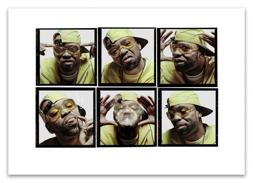 A2 Lightbox print of Method Man by Gavin Evans. Six-frame 1997 colour portrait sequence in yellow jacket. Open edition with white border, Lightbox Collection.