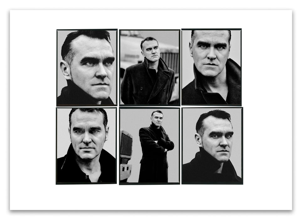 A2 Lightbox print of Morrissey by Gavin Evans. Six B&W portraits from 1997 in Georgia, Atlanta. Open edition with white border, Lightbox Collection.