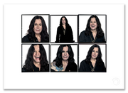 Ozzy Osbourne Lightbox #1, six-frame colour portraits, composed, white background, London 2005, by Gavin Evans — A2 fine art photography print