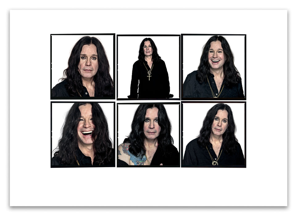 A2 Lightbox print of Ozzy Osbourne by Gavin Evans. Six colour studio portraits from 2005. Open edition with white border, Lightbox Collection.
