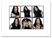 Ozzy Osbourne Lightbox #2, six-frame colour portraits, torn T-shirt, theatrical gestures, London 2005, by Gavin Evans — A2 fine art photography print