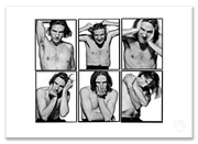 Ralph Fiennes Lightbox, bare-chested, six-frame black and white portraits, white background, London 1991, by Gavin Evans — A2 fine art photography print