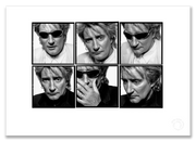 Rod Stewart Lightbox, wraparound sunglasses, six-frame black and white portraits, London 1995, by Gavin Evans — A2 fine art photography print