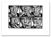 Sir Ian McKellen Lightbox #1, lighting cigarette close-up sequence, six-frame black and white, London 1996, by Gavin Evans — A2 fine art photography print