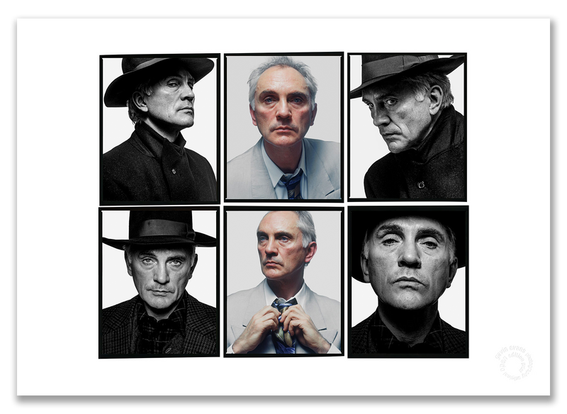 Terence Stamp Lightbox, black and white and colour sequence, six-frame portraits, London 1992, by Gavin Evans — A2 fine art photography print