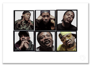 Wu-Tang Clan Lightbox #1, tight group portrait, six members, confrontational, London April 1997, by Gavin Evans — A2 fine art photography print